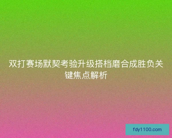 双打赛场默契考验升级搭档磨合成胜负关键焦点解析