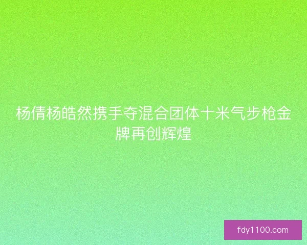 杨倩杨皓然携手夺混合团体十米气步枪金牌再创辉煌