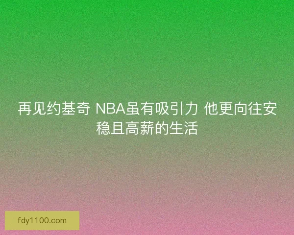 再见约基奇 NBA虽有吸引力 他更向往安稳且高薪的生活